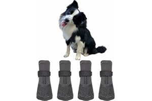 WAVATA Scarpe per cani, protezione zampe, 4 pezzi, impermeabili, morbide e regolabili, adatte per cani di piccola taglia, medie e grandi