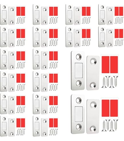 2-delige ultradunne magnetische deurgespset, magneetvanger, zelfklevende deurmagneet, sterke magnetische zuigkracht, eenvoudig sluiten, geschikt voor kasten en kledingkasten