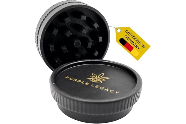 PURPLE LEGACY® Premium Grinder Set Moulin à pollen maniable et pratique en fibres végétales Broyeur pour herbes, épices, épices ø 55x25 mm Eco broyeur bio en 2 parties pour herbes sèches et Spices