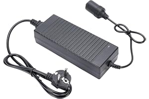 WODHMIEY Adaptador de Alimentación AC a DC 12V 15A, Convertidor Mechero Coche a Enchufe 100-240V, con Cable de 1.5m, para Inflador, Refrigerador de Coche