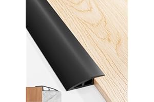 STARVORTEX 1M x 5cm Soglia di Dislivello Pavimento da 5mm a 10mm, Profilo di Transizione Pavimento Autoadesivo PVC, Listello Impermeabile per Transizioni, Fascia Livellatrice per Pavimenti (Nero)