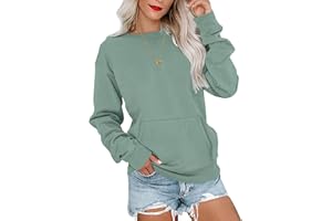 WNEEDU Damen Langarmshirts Lässige Sweatshirts mit Taschen