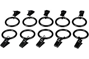 Liedeco Gardinenringe für Gardinenstangen mit Klammer Landhaus, ø 16 mm, 10 STK schwarz