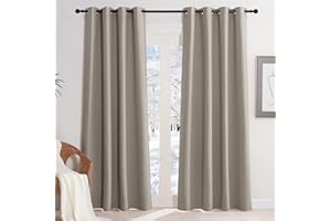 KGORGE Zasłona zaciemniająca na przelotkach, do sypialni, nieprzejrzysta, termiczna, ochrona przed zimnem, na drzwi, kolor piaskowy, zestaw 2 sztuk, 220 x 140 cm (wys. x szer.)