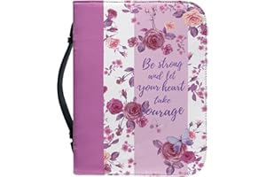 DAJINGKJ Bible Cover with Zip Large Leather Bible Covers Women's Flowers Bible Bag Women's Bag Bible Book Church Handbags
