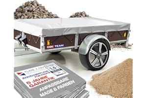 PLANE 4 YOU Saris Bâche de remorque, de qualité supérieure, sur mesure, bâche plate pour remorque de voiture, bâche en PVC imperméable avec accessoires de remorque (gris clair, 232 x 132 x 6 cm)