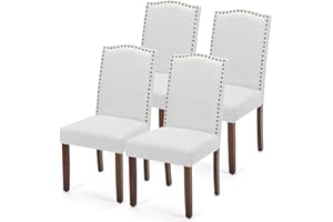 DUMOS Dining Room Chairs, Set of 4, Elegant and Beautiful Modern Dining Room Chairs, Linen Fabric, Padded Kitchen Chairs, Scratch-Resistant Floor Dining Room Chairs, Suitable for Kitchen, Living Room,