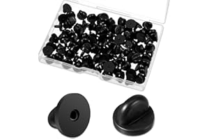 STYQUENZER 100 sztuk gumowych pinów na tylnej stronie motyl, z gumowymi igłami zapasowymi, z pudełkiem z tworzywa sztucznego, do produkcji biżuterii, kapelusze, kolor czarny