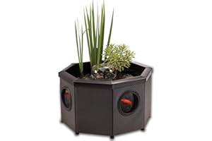 Blagdon Affinity View Octagon Living Water Feature Patio Pool Pond, with Inpond 5-in-1 2000 Filter Pump & LED Spotlight, 3 Attractive Fountain Feature Heads, 1 Planting Basket - Small , Brown