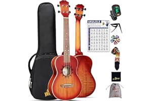Winzz Tenor Ukulele for Adults Beginners, 26 Inch Mahogany Wood, Beginner Set, Unique Gift (Carbon Strings, Matte Sunburst)