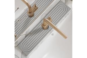 BDYLYS Stone Drying Mat for Bathroom | Ultra-Absorbent Diatomite Sink Mat | Premium Stone Splash Guard for Kitchen & Bathroom Faucets | Quick-Dry Countertop Protector (light Gray, 40 * 10cm)