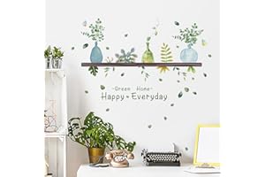 TRAZIEWELL Wall Stickers for Kitchen Green Plants Tropical Art Decor Self Adhesive Wall Sticker for Bedroom 1613