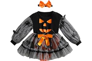 WERNZATT Baby Girl Halloween Witch Costume Puff Short Sleeve Mesh Tulle Romper Dress Spider Lace Tutu Dress Party Outfit
