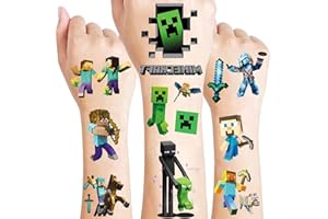 YANGSIW 4 Sheets Temporary Tattoos for Kids, Video Game Birthday Party Supplies Video Game Party Favors for Boys Girls Kids Birthday Decorations Tattoos Stickers Party Game Gifts …