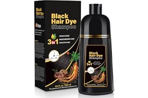 Black Hair Dye Shampoo 3-i-1, naturlig hårfärg halvpermanent färg, 100 % grått hårskydd för behandlad färg för kvinnor och mä