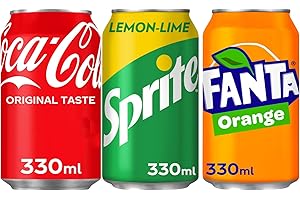 Soft Drink Bundle Assorted Sparkling Soft Drinks 330ml Cans 8x Coca Cola + 8x Sprite Can 330ml + 8x Fanta Can 330ml Total 24 Cans Boxed Treatz