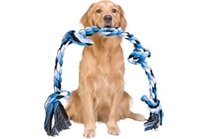 QUIIEOSKIA Indestructible Dog Rope Toys for Large Medium Breed Chewers - 35in 5 Knots Indestructible Dog Rope Toy, Durable Dog Toys for Medium Large Breeds, Teeth Cleaning