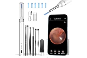 LMECHN Otoscopio, pulizia orecchie, 1920P 3,5mm Impermeabile otoscopio digitale, Endoscopio con 6 Luci LED, pulitore orecchie per iPhone, iPad e Android, Bianco