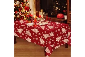 QXRXN Christmas Table Cloth, Christmas Table Decorations Christmas Tablecloth Table Cover 150 x 180 cm Xmas Table Cloth Rectangular Red, Large Christmas Tablecloths and Runner for Dinner Table Decorations