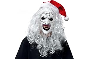 Funjoyz Máscara Halloween Navidad Terrifieres,Máscara Látex de Clownes,Máscara de Papá Noel,Máscara de Monstruo de Pelo Blanco,Máscara de Halloween Navidad Terror Carnaval Cosplay Mascarada