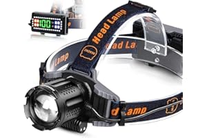 MIAOKE Lampe Frontale, Lampe Frontale USB rechargeable 100000 Lumen Super Bright IPX5 Waterproof 4 Modes avec Indicateur de Puissance et Lumière d'Avertissement pour Adulte Running Camping Outdoor