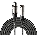 Stagg Câble microphone de haute qualité XLR vers prise XLR, 6 m, noir