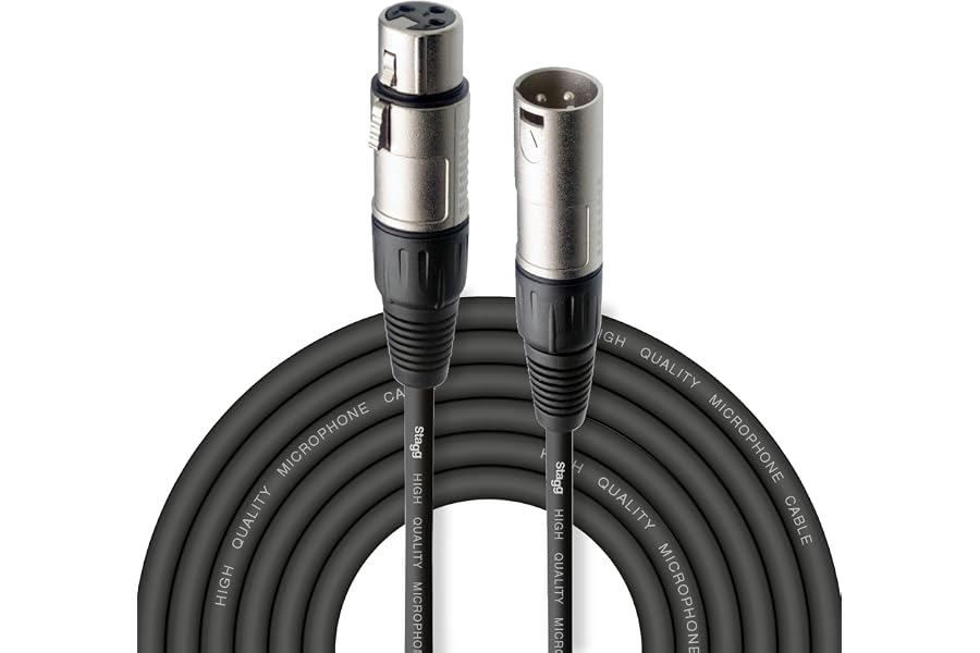 Stagg Cavo da microfono a mixer SMC6 da 6 metri XLR (m) -XLR (f), nero