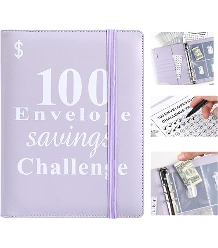 Classeur Budget Défi 5050€ - 100 Enveloppes A5, Planificateur D'Économies, Pochettes Pré-imprimées