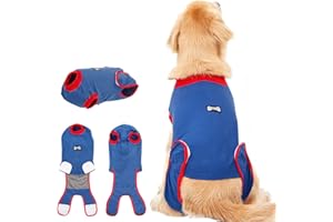 Rantow Tuta da Recupero per Cane Dopo chirurgia Femmina Maschio E Collare Alternativo Vestito da Cucciolo di Animale Domestico - Protegge Le Bende delle ferite (L)
