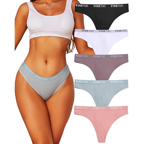 FINETOO Set van 5 string voor dames, katoenen tanga, sportband