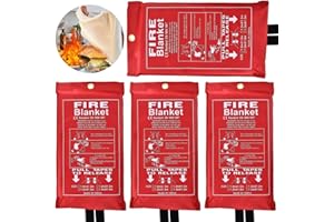 SAMTEK Emergency Fire Blankets for Home, Fiberglass Fire Resistant 1m x 1m Blanket Soft Case, Kitchen Fire Blanket, Fire Safety Blanket Quick Unfolding With Loops for Home, Office (Pack of 4)