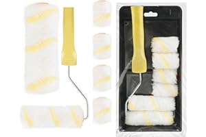 Tapvai 8 Pcs Rouleau Peinture avec Reservoir, Fit for The Job Petit Rouleau Peinture Comprend Cadre de Rouleau de Peinture, Kit Peinture Mur pour Peindre Bois, Métal, Plinthes, Rebords Fenêtre, Portes