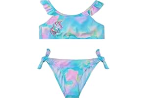 POWER FLOWER Costume da Bagno per Ragazze Costume Intero a Due Pezzi con Volant Set di Costumi da Bagno Tankini Abbigliamento Mare per Bambini 4-16 Anni Ragazza