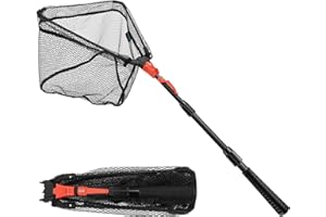 SAN LIKE Red de Pesca Triangular Plegable, Red a Prueba de Enredos, Redes Recubiertas de Goma con Mango telescópico de 110-250 cm, Accesorios de Ppesca para Adultos