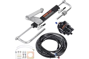 VEVOR Hydraulic Outboard Steering Kit, 90HP, Marine Boat Hydraulic Steering System, with Helm Pump Two-Way Lock Cylinder and 24 Feet Hydraulic Steering Hose, for Single Station Single-Engine Boats