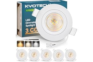 KYOTECH 3CCT Faretti LED da Incasso per Cartongesso Dimmerabile 60-70mm, 5W 550LM 230V Faretto Incasso Ultra Sottili, IP44 Faretti da Incasso per Bagno, Set di 6 Bianco