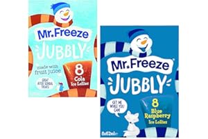 KHUDADAD Mr. Freeze Jubbly Ice Lollies Cola & Blue Raspberry, 8 x 62ml Each, Total 16 Ice Lollies - Family Pack