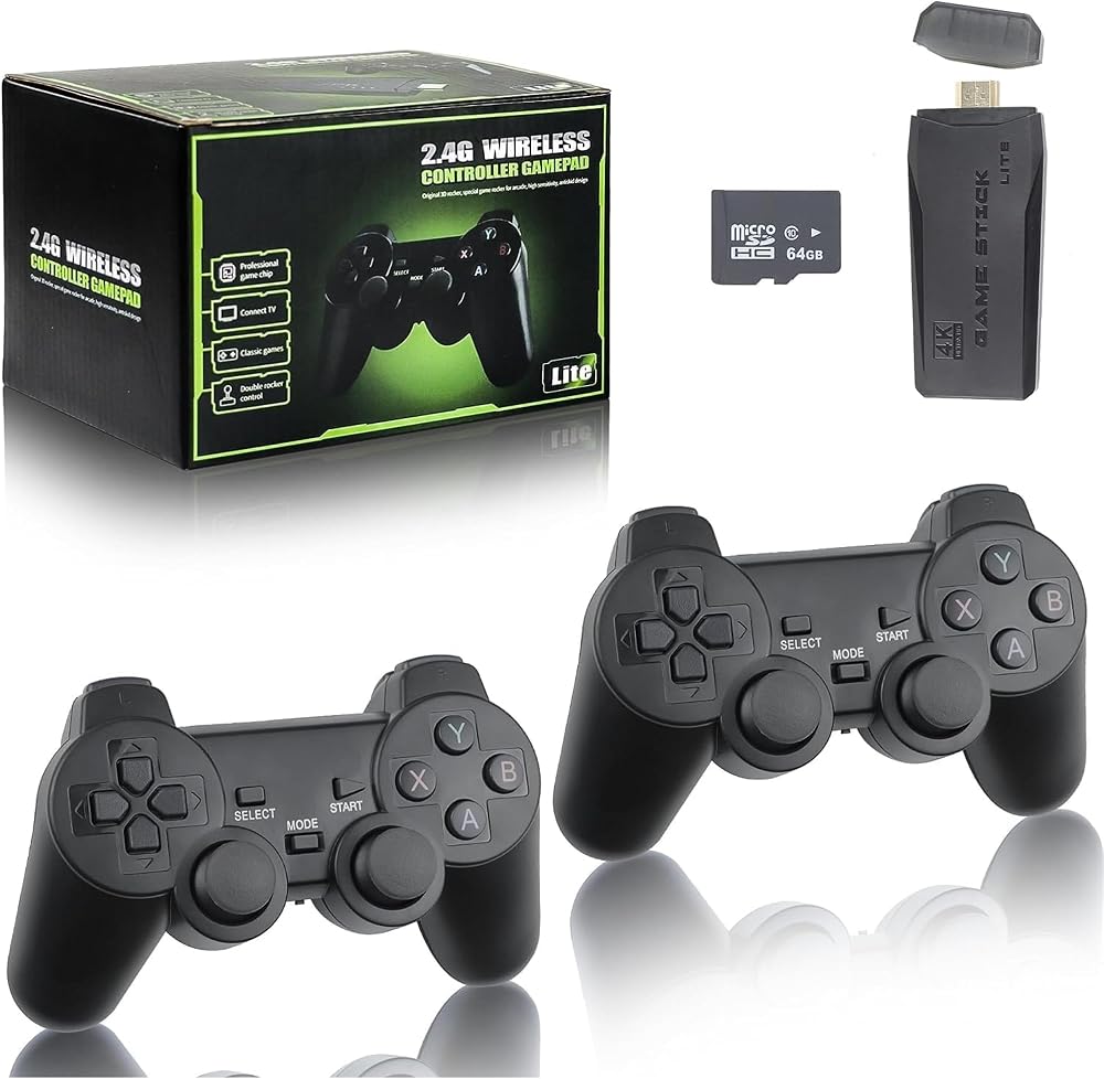 Retro 4K HDMI Game Stick Lite 2 Kablosuz Oyun Konsolu - 20.000'den fazla önceden yüklenmiş oyun The11Goods Plug & Play - Mini taşınabilir oyun konsolu kolay monte edilebilir HD