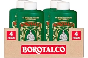4x Borotalco Talco in Polvere Multiuso Super Assorbente e Rinfrescante anche per Pelli Sensibili - 4 Flaconi da 200g Ognuno