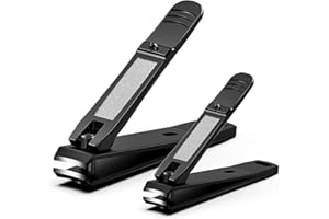 FERYES Ensemble de 2 coupe-ongles élégants – Coupe-ongles et coupe-ongles, coupe-ongles tranchants pour hommes et femmes, toilettage de précision pour de superbes ongles – Noir