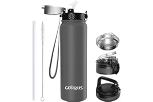 GOPPUS 1 l / 907 ml butelka na wodę ze słomką podwójne ścianki izolowane butelki wielokrotnego użytku próżniowa termiczna butelka szczelna butelka na napoje butelka sportowa zimna butelka na siłownię