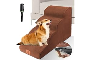 Zvonema Escalera para Perros y Gatos-Escalera para Mascotas de 4 Peldaños,Escaleras para Perros De Esponja De Alta Densidad Lavable,para Sofá o Cama,Escalera para Perros de Antideslizante