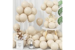 Jobkoo 5 Zoll Luftballons Beige, 60 Stück Klein Rund Boho Matt Weiß Creme Latex Ballon, Mini Sand Weiss Party Ballons, Nude Sandweiß Helium Luftballon Für Geburtstag Babyparty Hochzeit Party Deko