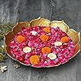 The Purple Tree Beautiful Handcrafted Lotus Urli Bowl for Diwali (Pack of 1, 30 cm) Decorative Bowl for Floating Flowers and Tea Light Candles Home, Tr
