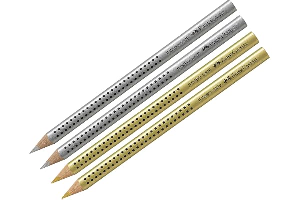 Faber-Castell - Lot de 2 crayons de couleur Jumbo Grip (ensemble doré/argenté)