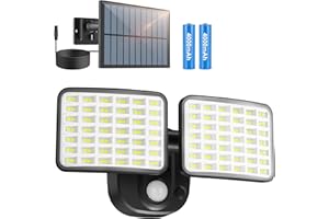 YTKIH Wiederaufladbare Batterie Lichter 3 Monate Ausdauer, Solarlampen für außen mit bewegungsmelder Unterstützt Solar & USB Aufladung, 1800LM LED Solar Strahler für Garage, Garten, Hof, Haustüren