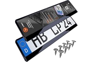 L & P CAR DESIGN L&P A164 2 STK Kennzeichenhalter Nummernschildhalterung Auto Nummernschildhalter Schwarz Hochglanz Kennzeichenhalterung Halter für Kennzeichen Nummernschild, edel schwarz glänzend