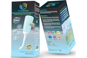 PLUSQMED Bidet portable pour post-partum 350 ml – Flacon de lavage périnéal à l'envers pour l'hygiène après la naissance – Flacon pulvérisateur doux avec 2 buses – Soin féminin personnel pour maman et bébé