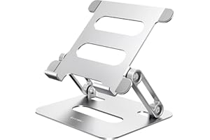 Lucrave Tablet-Ständer für den Schreibtisch, Verstellbarer Faltbarer Aluminium iPad Ständer Kompatibel mit Microsoft Surface, iPad, Galaxy Tabs, Kindle Fire, Nexus, E-Reader (4-13") - Silber