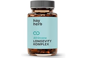 ‎HAY HERB BY VITRASAN Longevity Komplex Kapseln 60 Stk. | All-In-One Komplettformel | Jungbrunnen für Körper & Geist | Mit PQQ und Grüntee - Age-Less-Effekt | 100% vegan | Hay Herb